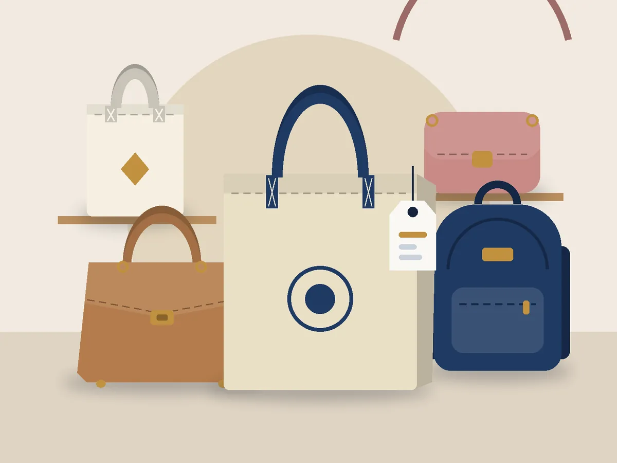 Finished handbags and canvas tote bags at the Dahui Handbag factory